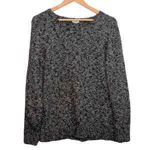 L.L. Bean Women’s Large Cotton Ragg Knit Sweater Black White